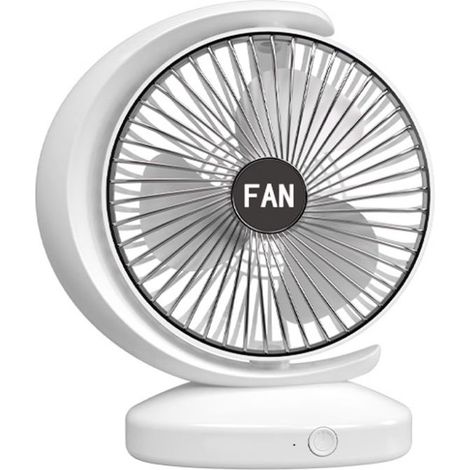 Kleiner, tragbarer, oszillierender Tischventilator, USB-Ladefunktion, Farbe: Weiß. (1/5)