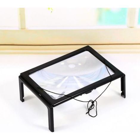 Loupe Lecture A4 3X Avec LED - Pieds Pliables - Pour Lecture Mains Libres - 1 Pièce (1/4)