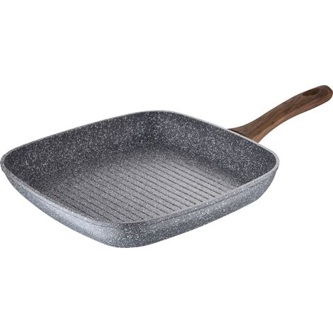 Sartén asador 28x28cm aluminio forjado, inducción por puntos, revestimiento interior y exterior Marble, mango de imitacion madera colección Daimiel (1/5)