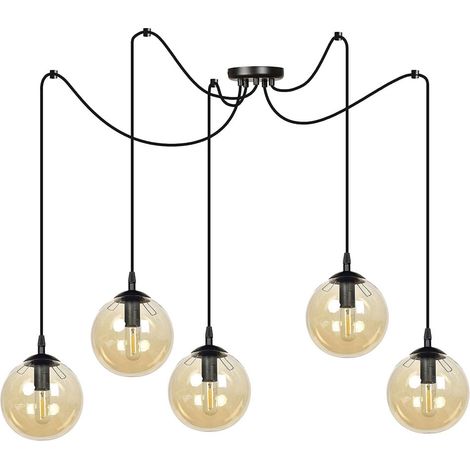 Lampadario Emibig GIGI 5 luci E14 nero miele vetro (1/5)