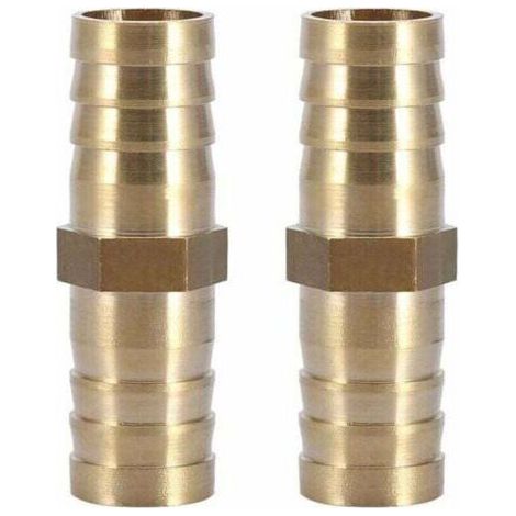 (16mm 2pcs)Raccord de Tuyau Droit à Deux Voies Raccord en Laiton Barbelé Connecteur de Tube Jonction 6/8/10/12/14/mm (1/4)