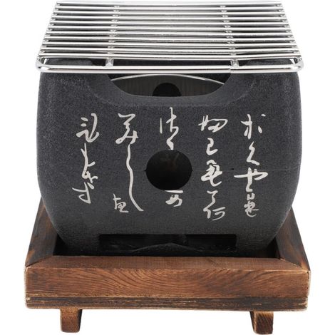 Poêle à charbon de bois à écriture japonaise, multifonctionnel, chauffage rapide, mini barbecue portable pour griller en famille, petit carré 4,7 x 4,3 pouces (1/5)