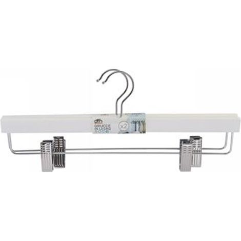 Trade Shop - Set 2 Grucce Pantaloni In Legno Bianco Armadio Clip Antiscivolo Gonne Shorts 36 - (1/2)