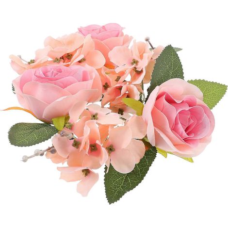 Couronne florale rose pour bougies, centre de table de mariage (4 pièces) (1/5)