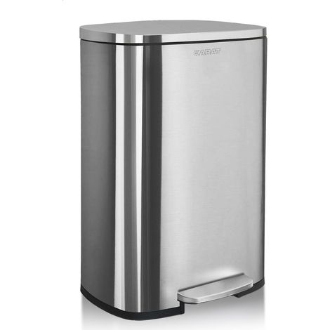 Casa Pura – Poubelle à pédale en acier inoxydable 50L – Système de tri des déchets – Poignée de transport – Fermeture automatique silencieuse