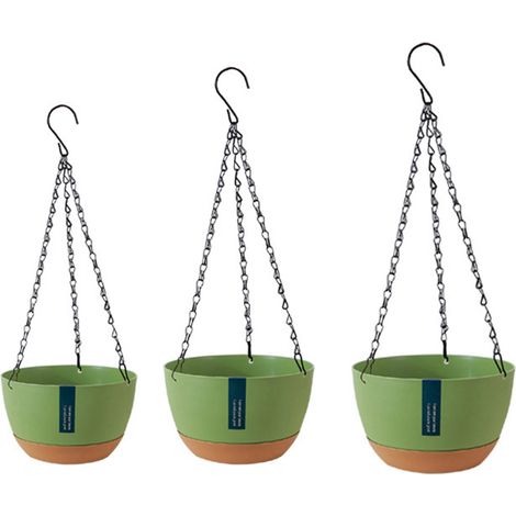 Jardinière suspendue à double chaîne pour la maison, le balcon et l'intérieur, avec bassin à absorption d'eau automatique