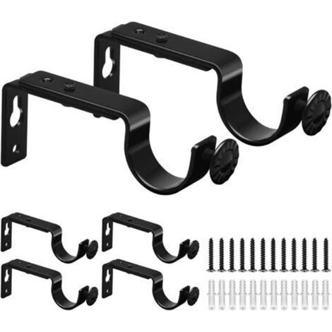 [JAMAIS UTILISÉ] 6 pièces Support de Tringle à Rideaux Réglable Fixation Murale Robuste pour Tringles Simples et Doubles Accessoires pour Rideaux Installation Facile pour Salon et Bureau (1/4)