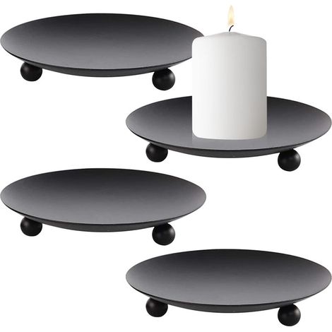 4PCS Chandelier de Mariage,Bougeoir en Métal rétro Noir,Bougeoirs Détenteur pour Restaurant Table Mariage Noël Halloween Saint Valentin(Noir) (1/5)