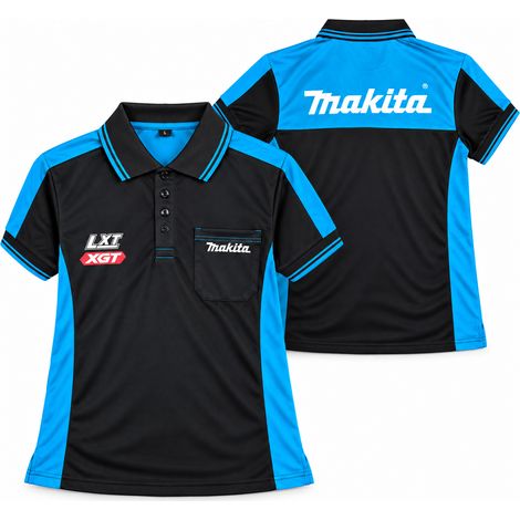 Makita LXT XGT Cooldry Black Polo Shirt T-Shirt Black Collar Stitched Logo Large (1/3)