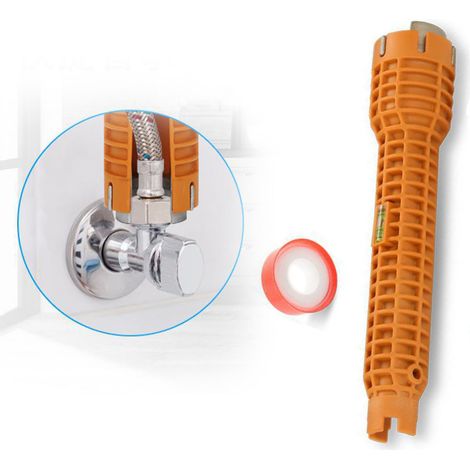 Clé multifonctionnelle pour robinetterie et tuyauterie, clé à douille pour robinet de salle de bain, outil de réparation, clé à évier à une tête (1/5)