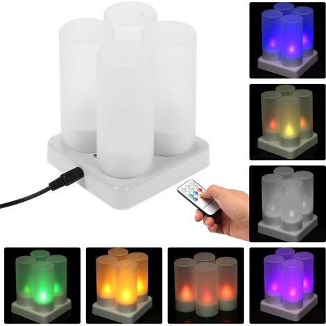 Bougies chauffe-plat LED recargables con efecto centelleante y colores cambiantes, 4 piezas, cupelles givrées (1/5)