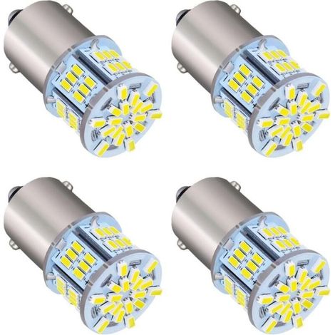 Ampoule LED Voiture, 4 Pièces 1156 Blanc Highlight Lamps 12V, Ampoules Clignotant LED pour Feux de Recul de Voiture