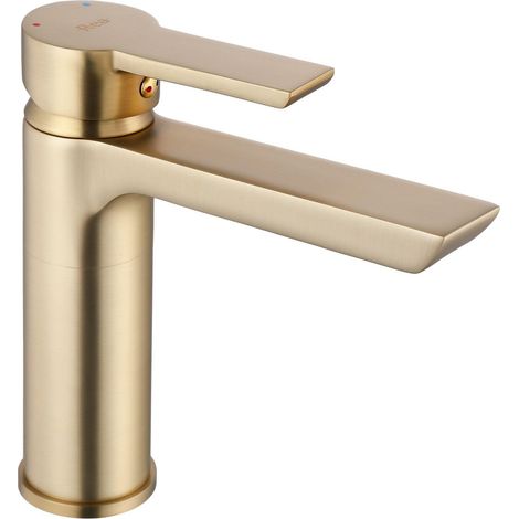 ROBINET DE LAVABO BRUSH GOLD HIGH Mitigeur Salle de Bain en Laiton Monocommande Chaude et Froide Réglable Robinet de Lavage à la Main (doré) (1/5)