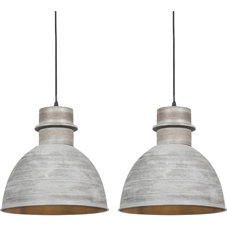 QAZQA dory - Suspension - 2 pièces - Ø 305 mm - Gris - Rustique - éclairage intérieur - Salon I Chambre I Cuisine I Salle à manger (1/5)