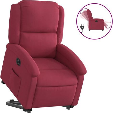 Fauteuil inclinable électrique en velours bordeaux (1/5)