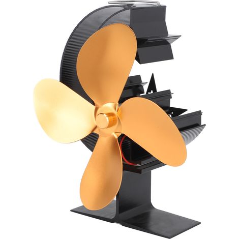 Ventilateur pour poêle à bois, 4 pales, ventilation rapide et chaude, motif lune et étoiles, idéal pour le camping et les activités de plein air (doré). (1/5)
