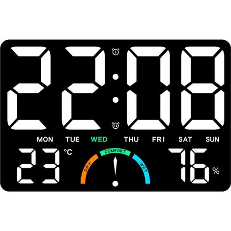 Thermomètre numérique, hygromètre, station météo, horloge, jour de la semaine et température