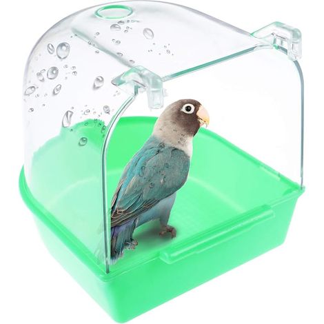Bain d'oiseaux suspendu transparent, cage de douche en plastique pour le nettoyage (1/5)