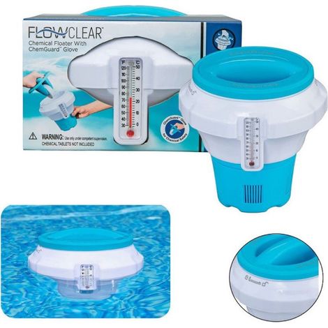 Trade Shop - Dosificador Flotante Pastillas Cloro Medio Termometro Piscina 58701 - (1/3)