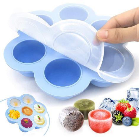 Récipients de stockage d'aliments pour bébés en silicone, congélation de bouillie de bébé en silicone avec plateau de congélation de récipient de couvercle en silicone, réutilisables - Légumes, purées
