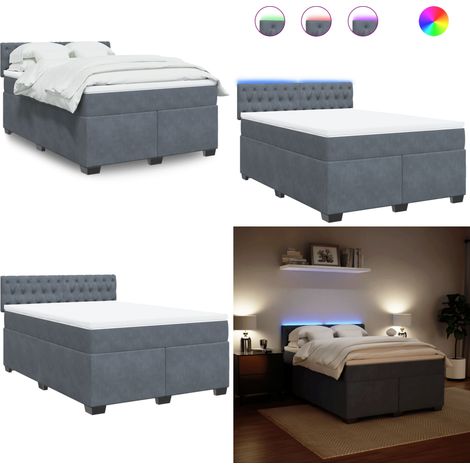 vidaXL Boxspringbett mit Matratze Dunkelgrau 140x200 cm Samt (1/5)