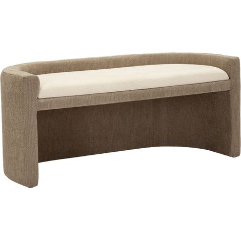 Panca dal design nordico con struttura in MDF e seduta imbottita beige (1/5)