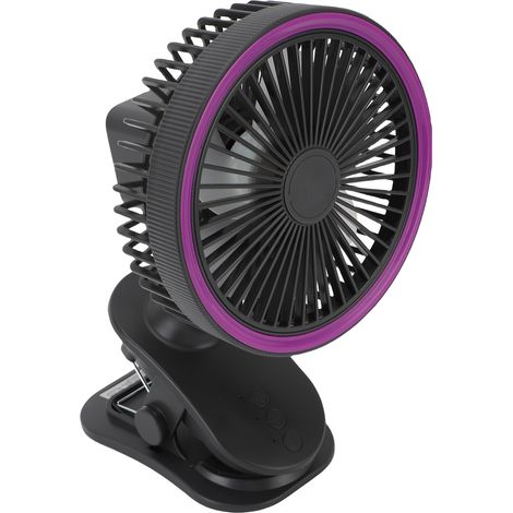 Ventilateur à pince bas bruit pivotement 360° rechargeable USB nomade pour bureau et chevet gris anthracite (1/5)
