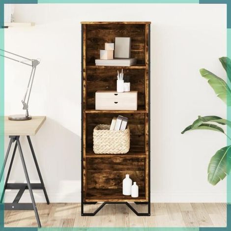 Bibliothèque - 848611 - chêne fumé - 50 x 31 x 137,5 cm - bois d'ingénierie (1/5)