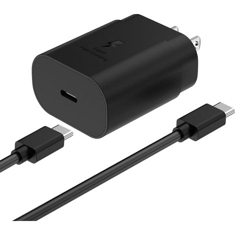 Cargador rápido de 25 W para Samsung Galaxy S25, S24, S23, S22, S21, S20, Note 20, Note 10, Note 9, Ultra, Galaxy Tab, S9, S8, Plus, color negro. (1/5)