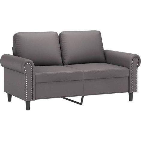 Canapé  Sofa à 2 places Gris 120 cm Similicuir