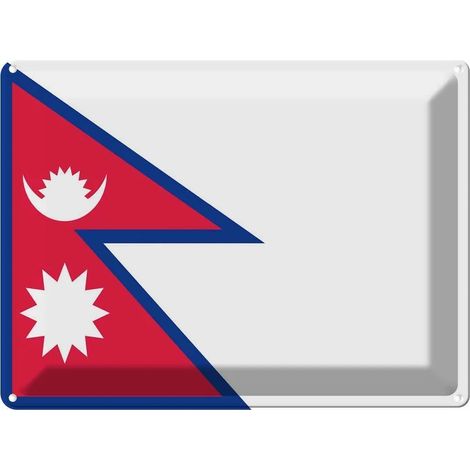 Plaque métallique 30x40 cm Drapeau et armoiries du Népal (1/5)
