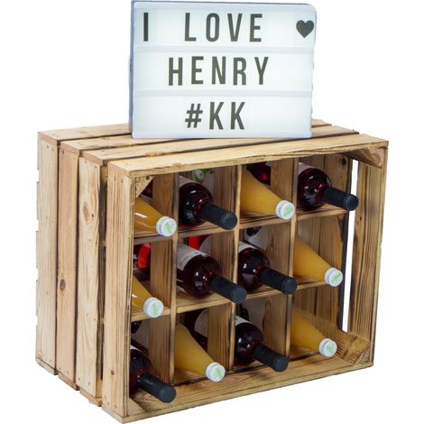Flaschenregal Henry 12er geflammt Weinkistenregal Weinkiste Holzkiste Weinregal (1/5)