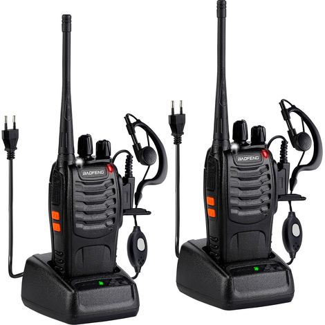 Walkie Talkie BF-888S, 1 coppia di ricetrasmettitori professionali ricaricabili a 16 canali con auricolare, adatti per cantieri edili, ristoranti, supermercati, ecc. (UE)