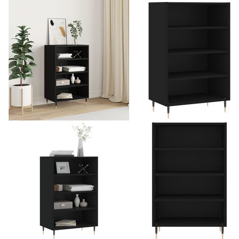 Buffet haut noir 57x35x90 cm bois d'ingénierie - Buffet Design Moderne - Meuble Rangement Cuisine - Armoire Haute - Buffet Noir - Buffet Industriel - Home & Living (1/5)