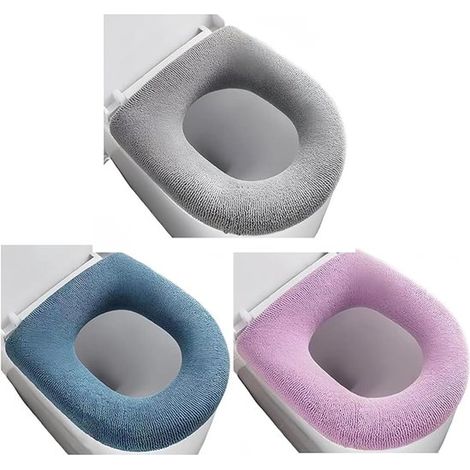 Weicher WC-Sitzbezug – Verdickt und dehnbar – Ovale Form – Aquamarin/Graurosa (1/5)