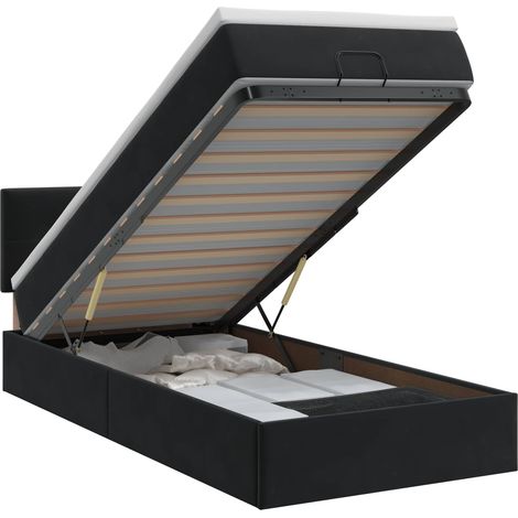 Maison Exclusive - Letto ottomano con materasso Nero 90 x 200 cm Velluto (1/5)