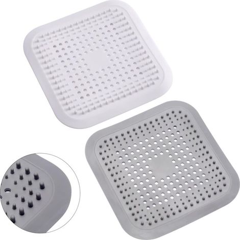 Pack Silicone Shower Hair Catcher with Suction Cup, Sink Filter, Drain Protector, Universal Hair Filter for Bathroom, Bathtub, Kitchen (White + Gray)