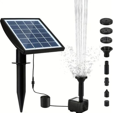 Fontaine solaire 6V 2W pour jardin – Pompe avec piquet – Idéal pour bassin et bain d’oiseaux extérieur (1/5)