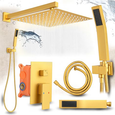 Juego de ducha empotrado Heckermann MS-25602 color oro