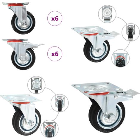 vidaXL 12 pcs Roulettes pivotantes 75 mm (1/5)