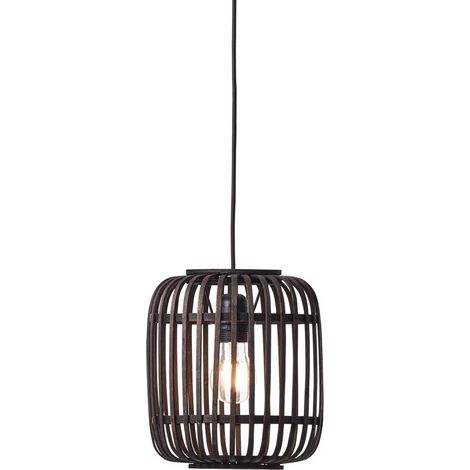 Endon Mathias Plafonnier suspendu simple, bambou foncé, contreplaqué avec peinture noire mate (1/5)