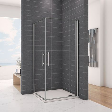 OCEAN Cabine de douche 76x76x187cm en 6mm verre anticalcaire insinstallation en angle modèle de double Héci (1/4)
