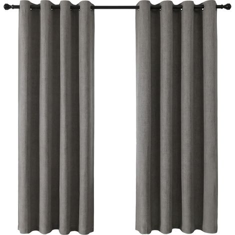 Tende Oscuranti Termoisolanti in Lino Grigio 2 pz 140 x 220 cm (1/5)
