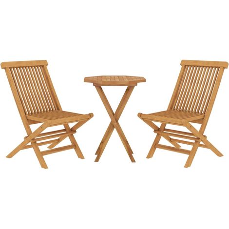 Juego de comedor de jardín muebles de exterior 3 piezas madera maciza de teca 020013602