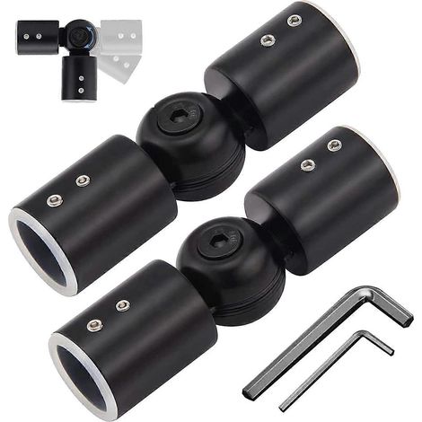 2PCS Supports de Tringle à Rideau, Connecteur d'Angle Noir pour Coins, Raccord en L, Fixation Murale, Lot de 2 Accessoires (1/5)
