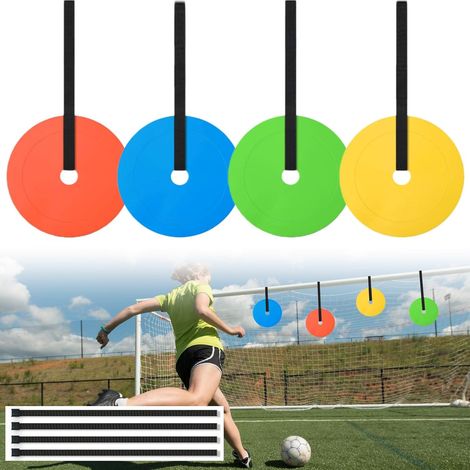 4er-Set Fußballtore (15 cm) mit 120 cm verstellbaren Streifen zur Verbesserung der Schussgenauigkeit, farbenfrohe Fußballtore, Trainingsnetze und Zubehör (1/5)