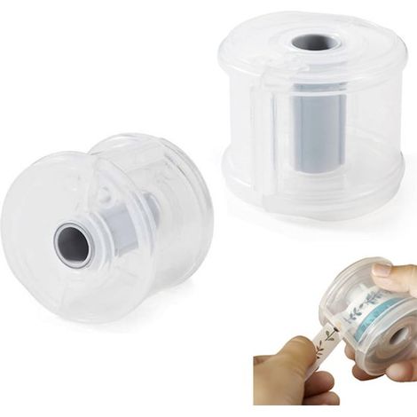 Mini cortador de cinta, 2 piezas, Portátil, Cortador de cinta adhesiva, Cortador rápido de cinta adhesiva, 6,5 × 5,5 cm, Blanco (1/5)