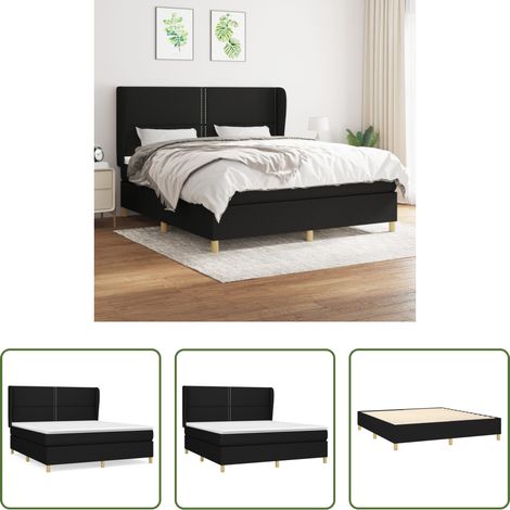 vidaXL Kopfteil - Boxspringbett mit Matratze Schwarz 180x200 cm Stoff (1/5)