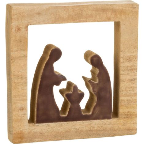 Crèche de Noël Déco "Carrée" 20cm Marron