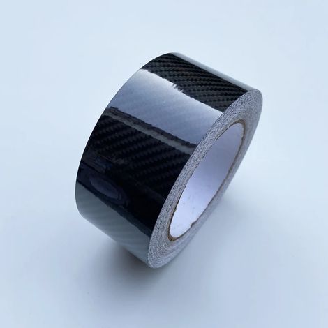 Film vinyle en fibre de carbone (6D brillant - 10 x 300 cm) - Noir brillant mat - Film de covering pour intérieur de voiture - Convient pour les autocollants de montants et de montants. (1/4)